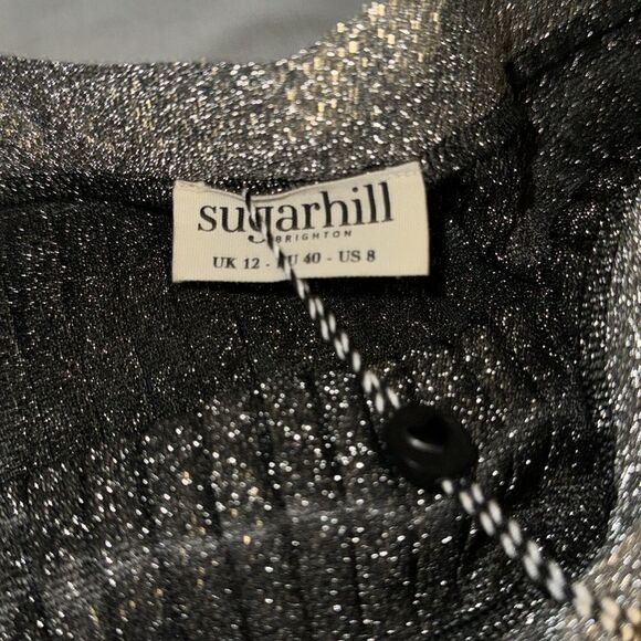 Sugarhill Brighton gunmetal metallic permanent pleated NWT SZ 8 - Picture 11 of 13